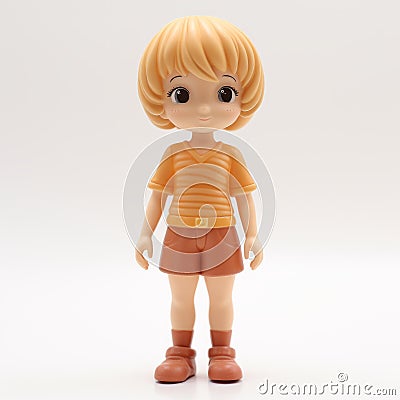 Orange And Brown Shoujo Manga Style Toy Figure Of A Cartoon Girl Stock Photo