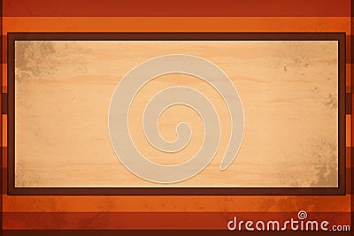 an orange and brown striped background with a wooden frame Stock Photo