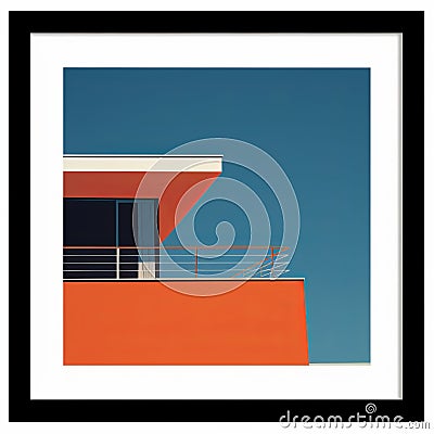 an orange building with a blue sky in the background Stock Photo