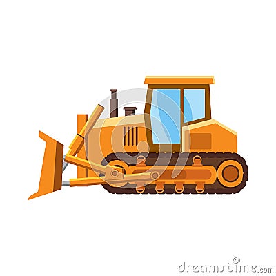 Orange bulldozer icon, cartoon style Stock Photo