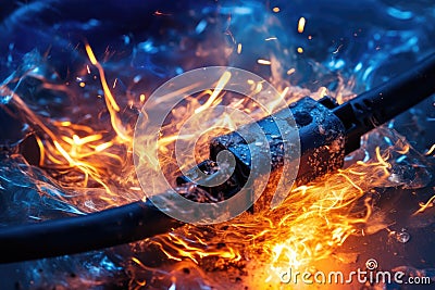 Orange burn hot light dangerous flame smoke red bright fire Stock Photo