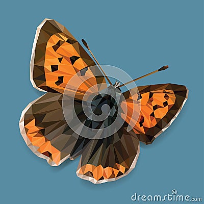 Orange butterfly low polygon Vector Illustration