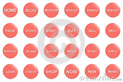 Orange button for website or app. Vector Illustration