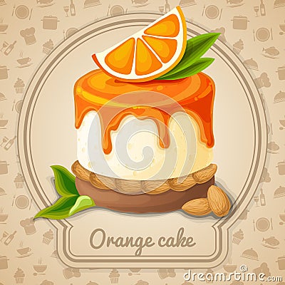 Orange cake emblem Vector Illustration