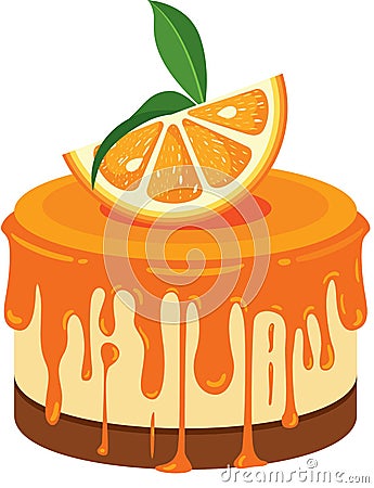 Orange cake isolated on white Vector Illustration