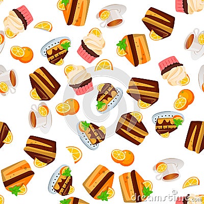 Orange cake or pie Vector Illustration