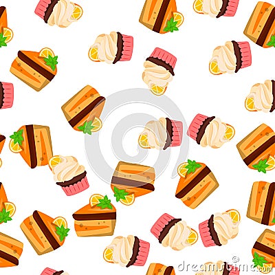 Orange cake or pie Vector Illustration