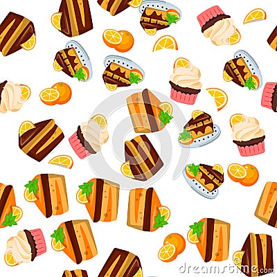 Orange cake or pie Vector Illustration