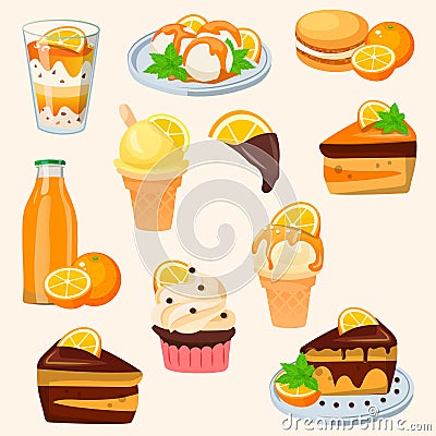 Orange cake or pie Vector Illustration