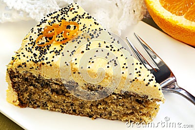 Orange Cake with Poppyseeds Stock Photo