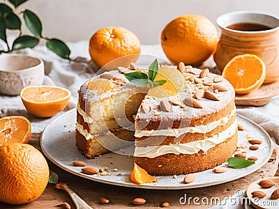 Orange cake with whipped creamrated Stock Photo