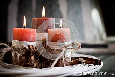 Orange candles Stock Photo