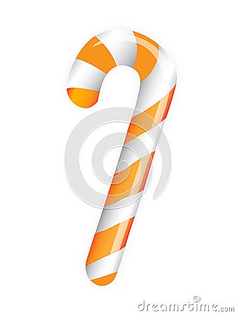 Orange candy cane on white Vector Illustration