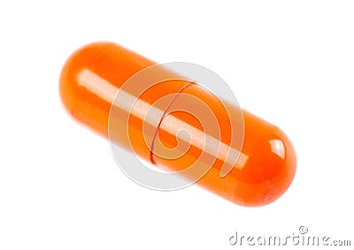 Orange capsule. Macro. Closeup Stock Photo