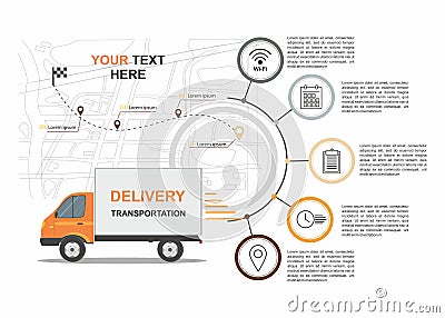 Orange Cargo Delivery Business infographic with transport Vector Illustration