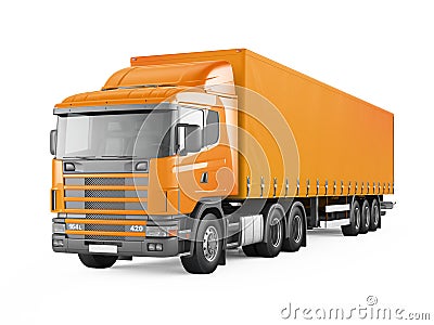 Orange cargo delivery truck. Stock Photo