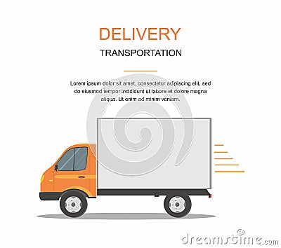 Orange Cargo Delivery Van Isolated Vector Illustration
