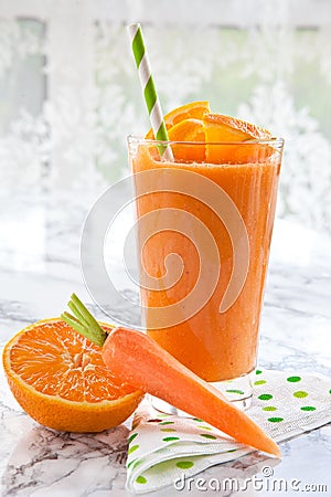 Orange and carrot smoothie Stock Photo