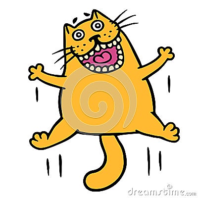 Orange cat jumping for joy. Isolated vector illustration. Vector Illustration