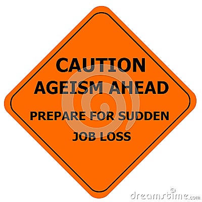 Orange caution sign, ageism Stock Photo