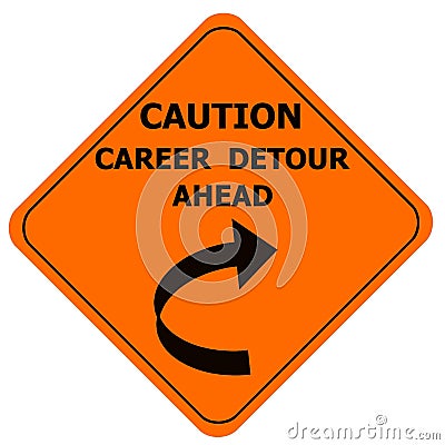 Orange caution sign - career detour Stock Photo