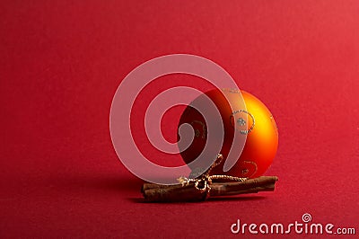 Orange christmas tree ball - orange Weihnachtskugel Stock Photo