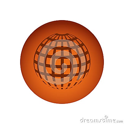 orange circular frame sphere grid world Cartoon Illustration