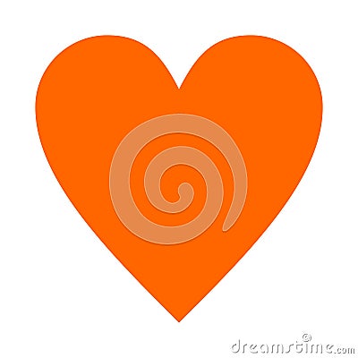 Orange Heart White Background Illustration.Orange Clipart Heart vector. Stock Photo