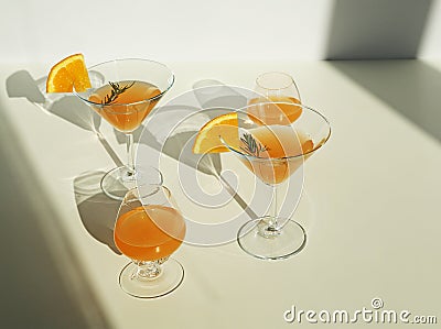 Orange cocktails with orange on a white background Stock Photo