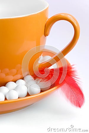 Orange coffee mug Stock Photo