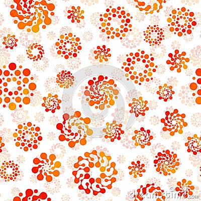 Orange color abstract seamless circles design pattern unusual. Vector isolated repeatable round shapes background Vector Illustration