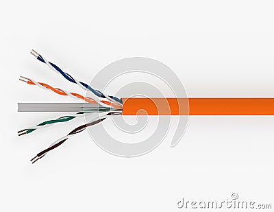 Cat6 Unscreened twistedpair LAN Data Ethernet Cable 3D Rendering Stock Photo