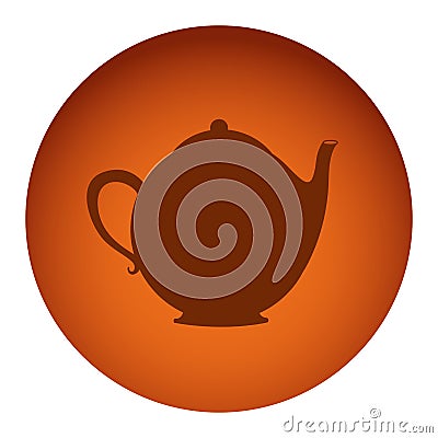 orange color circular frame with silhouette tea kettle Cartoon Illustration