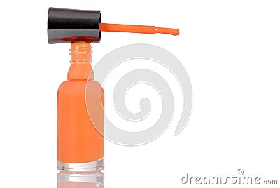 Orange color nail polish Stock Photo