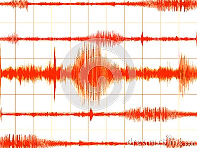 Orange colored earthquake graph Stock Photo