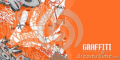 Orange Colorful Abstract Urban Hiphop Graffiti Street Art Vector Illustration Background Template Vector Illustration