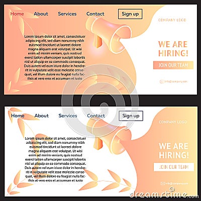 Orange concise hiring web banner Vector Illustration