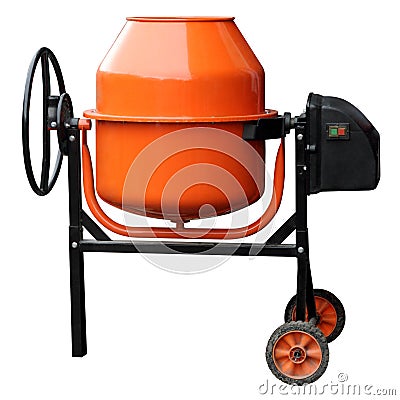 Orange concrete mixer. Stock Photo