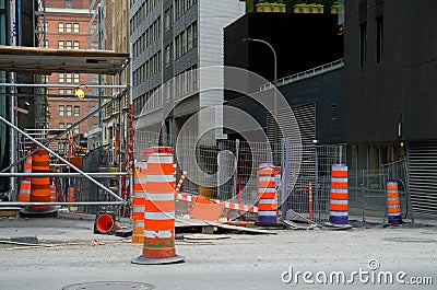 Street under Construction in Montreal Quebec Stock Photo