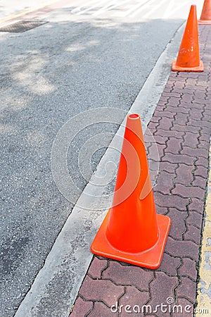 Orange construction cones Stock Photo