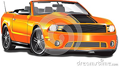 Orange Convertible Cartoon Illustration