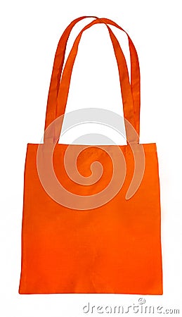Orange cotton bag Stock Photo