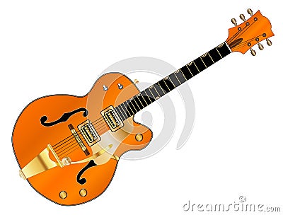 Orange Country and Western Guitar Vector Illustration
