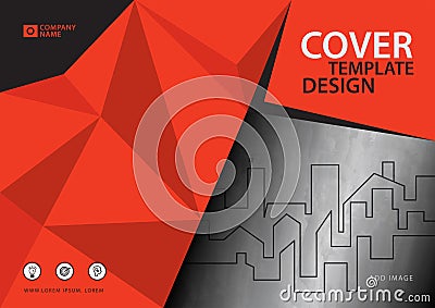 Orange cover template for business industry, Real Estate, building, home,Machinery, other. polygonal background Vector Illustration