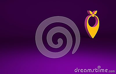Orange Cowboy bandana icon isolated on purple background. Minimalism concept. 3d illustration 3D render Cartoon Illustration