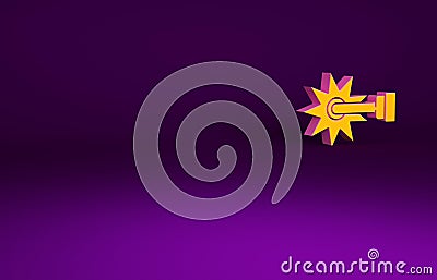 Orange Cowboy horse riding spur for boot icon isolated on purple background. Minimalism concept. 3d illustration 3D Cartoon Illustration