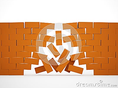 Orange crashed brick Stock Photo