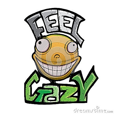 Orange crazy smile Cartoon Illustration