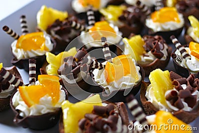 Orange cream chocolate baskets Stock Photo