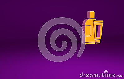 Orange Cream or lotion cosmetic tube icon isolated on purple background. Body care products for men. Minimalism concept Cartoon Illustration